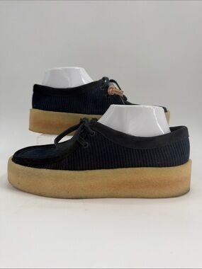 Clarks Wallabee Cup 26174060 Women's Size 8.5 Blue Canvas Oxford Flats Shoes